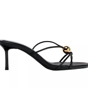Zara Black Sandals with Metallic Gold Detail
